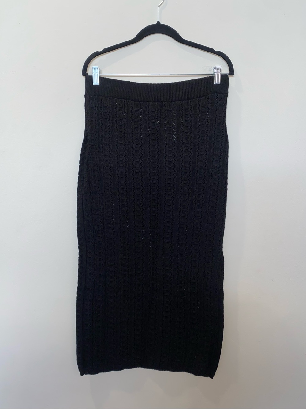 ASOS Black Crochet Cable Knit Midi Skirt - Tropical Vacation Swim Cover-Up